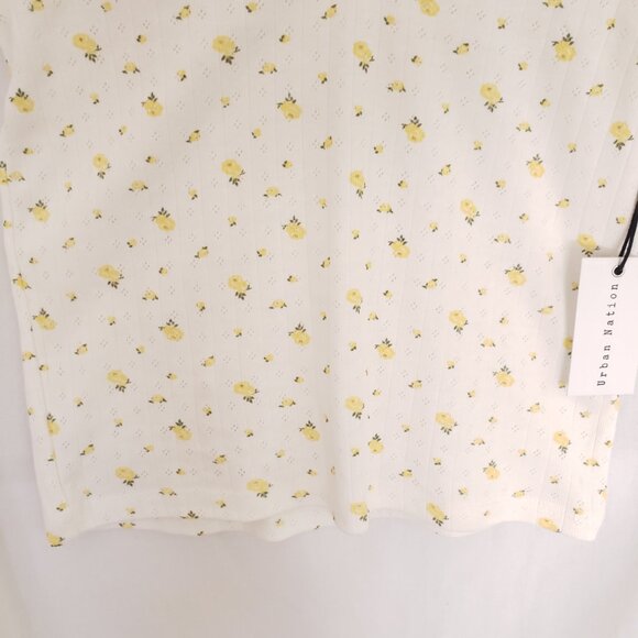 Urban Nation Woman White Yellow Floral Pattern Breathable Cute Shirt Size M - Picture 9 of 15